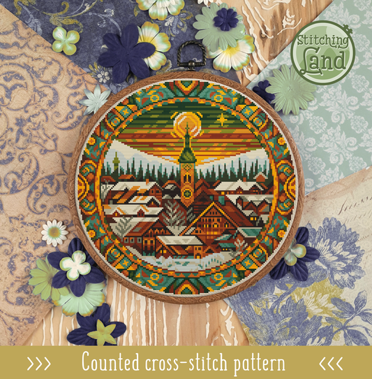 Winter Village Cross Stitch Pattern