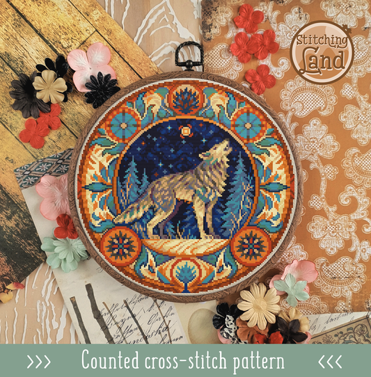 Wolf Song Cross Stitch Pattern