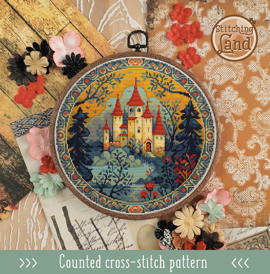 Woodland Castle Cross Stitch Pattern