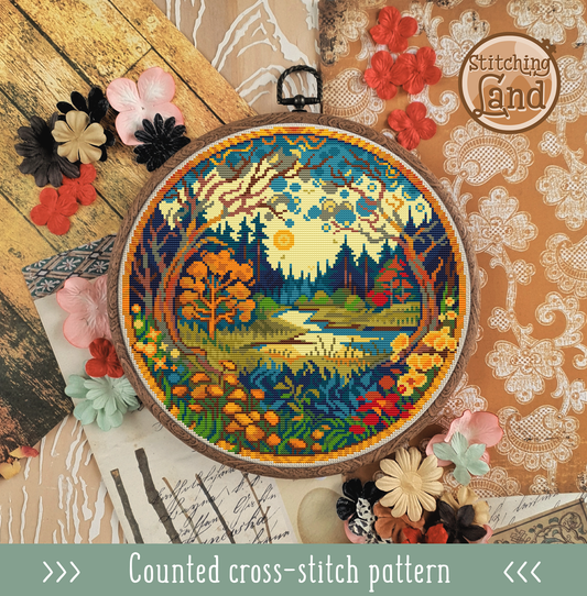 Woodland River Cross Stitch Pattern
