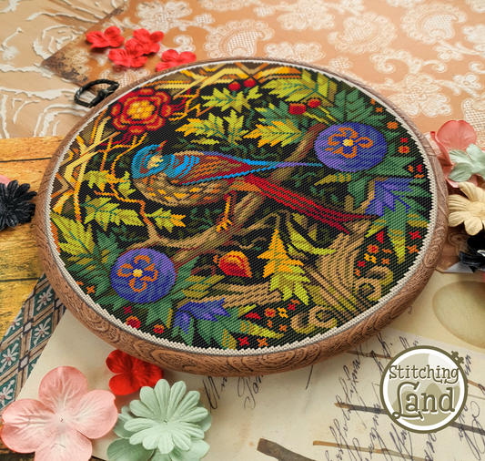 Art Nouveau Bird Cross Stitch Pattern