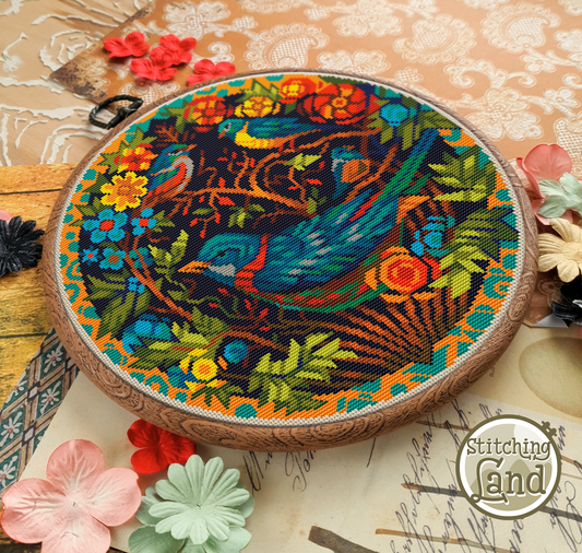Art Nouveau Birds Cross Stitch Pattern