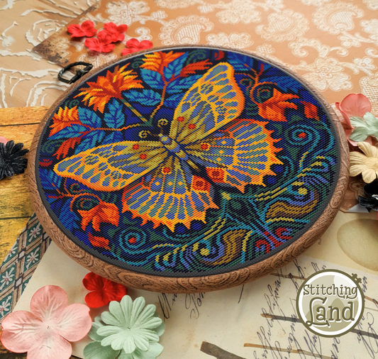 Art Nouveau Butterfly Cross Stitch Pattern