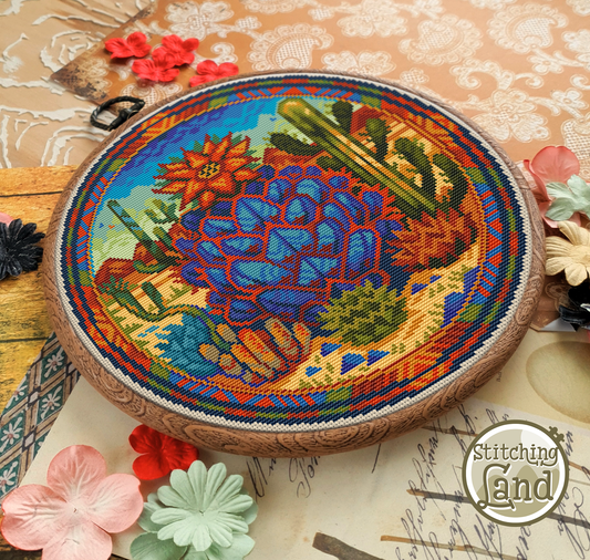 Art Nouveau Cactus II Cross Stitch Pattern