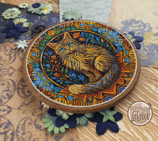 Art Nouveau Cat Cross Stitch Pattern