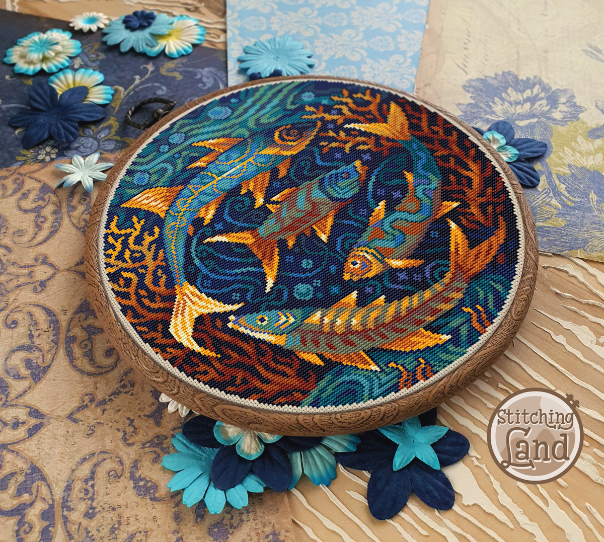 Art Nouveau Fish Cross Stitch Pattern