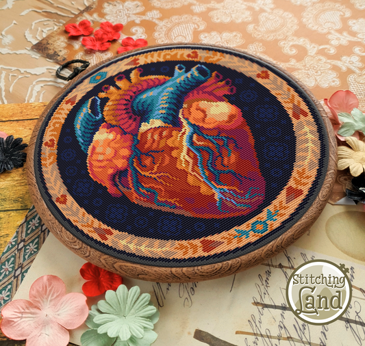 Art Nouveau Heart Cross Stitch Pattern