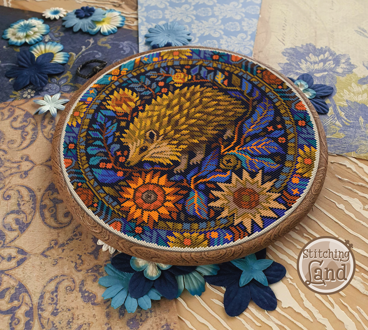 Art Nouveau Hedgehog II Cross Stitch Pattern
