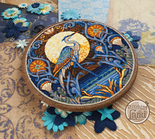 Art Nouveau Heron Cross Stitch Pattern
