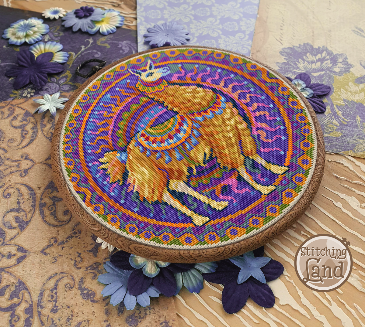 Art Nouveau Lama Cross Stitch Pattern