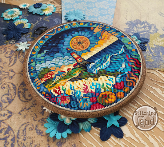 Art Nouveau Lighthouse Cross Stitch Pattern