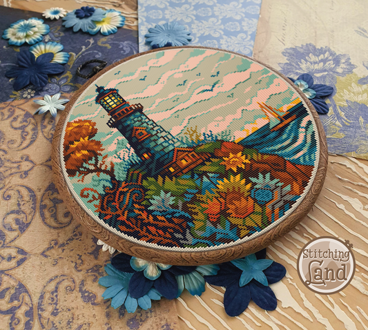 Art Nouveau Lighthouse II Cross Stitch Pattern
