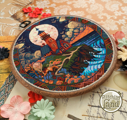 Art Nouveau Lighthouse IV Cross Stitch Pattern