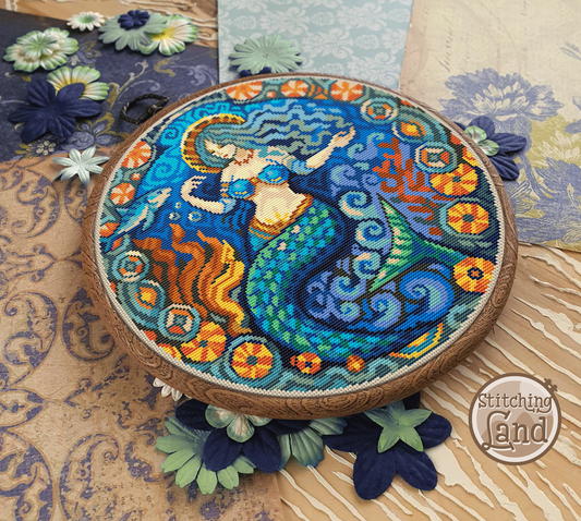 Art Nouveau Mermaid Cross Stitch Pattern