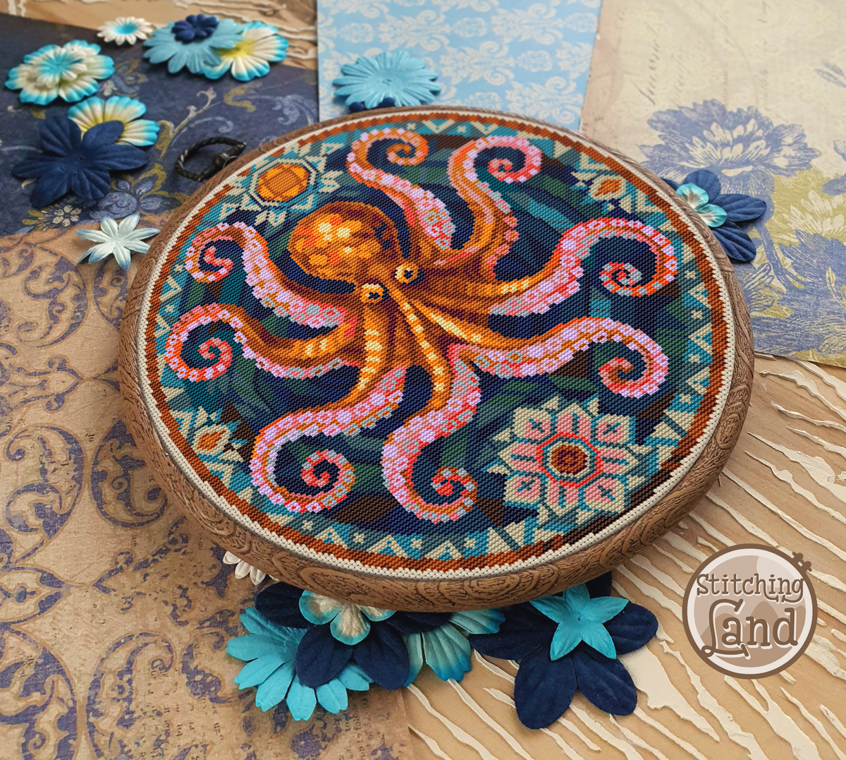 Art Nouveau Octopus Cross Stitch Pattern