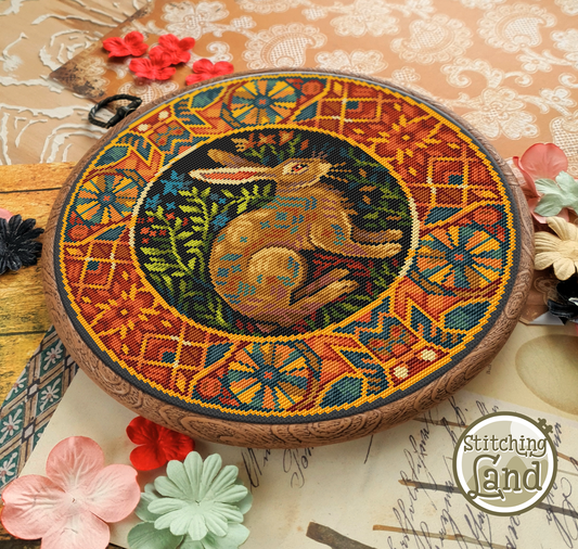 Art Nouveau Rabbit Cross Stitch Pattern
