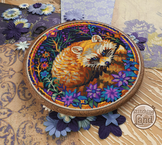Art Nouveau Raccoon Cross Stitch Pattern
