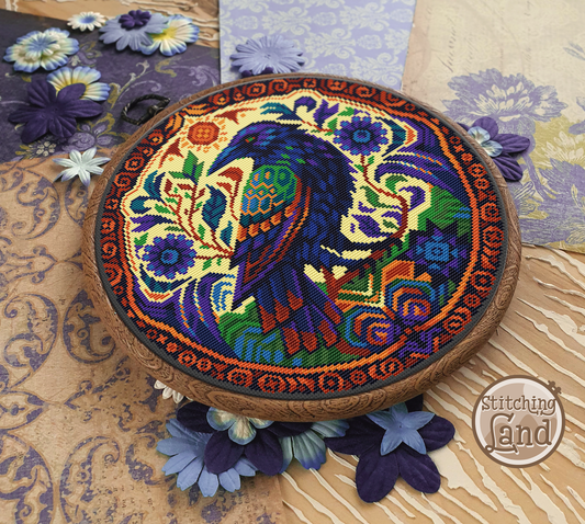 Art Nouveau Raven Cross Stitch Pattern