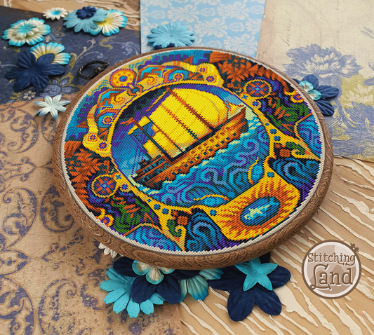 Art Nouveau Ship Cross Stitch Pattern