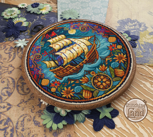Art Nouveau Ship II Cross Stitch Pattern