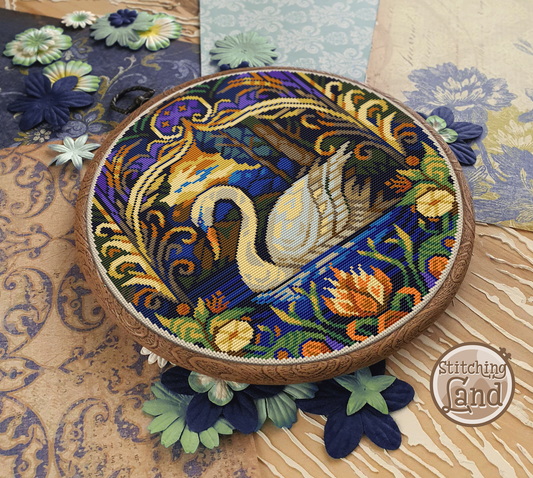 Art Nouveau Swan Cross Stitch Pattern
