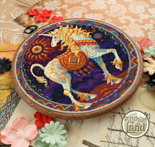 Art Nouveau Unicorn Cross Stitch Pattern