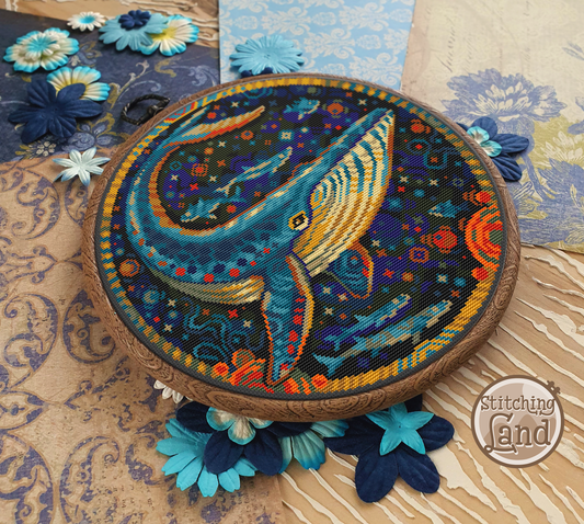 Art Nouveau Whale Cross Stitch Pattern