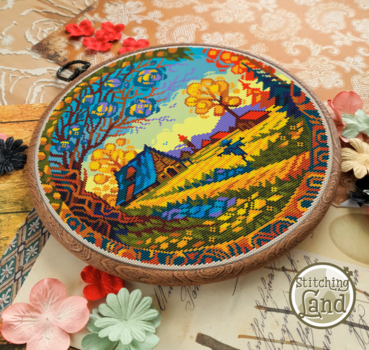 Autumn Farm Cross Stitch Pattern