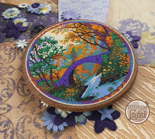 Autumn Stone Bridge Cross Stitch Pattern