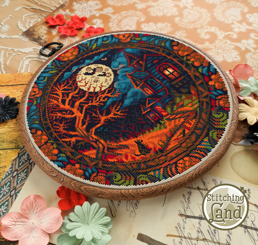 Full Moon Night Cross Stitch Pattern