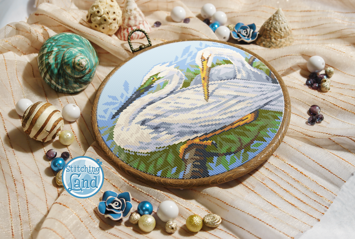 Great White Egret Cross Stitch Pattern