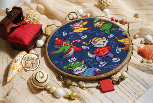 Kittens & Skates Cross Stitch Pattern