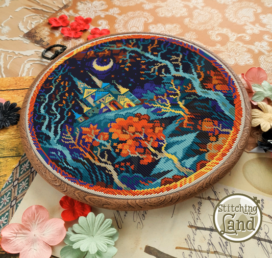 Moonlit Castle Cross Stitch Pattern