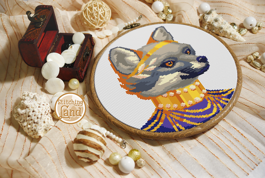 Mrs. Gray Fox Cross Stitch Pattern