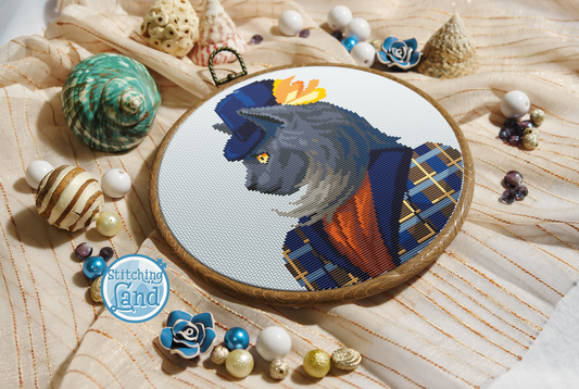 Ms. Gray Cat Cross Stitch Pattern
