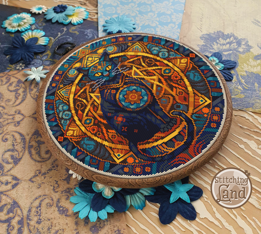 Mystical Black Cat Cross Stitch Pattern