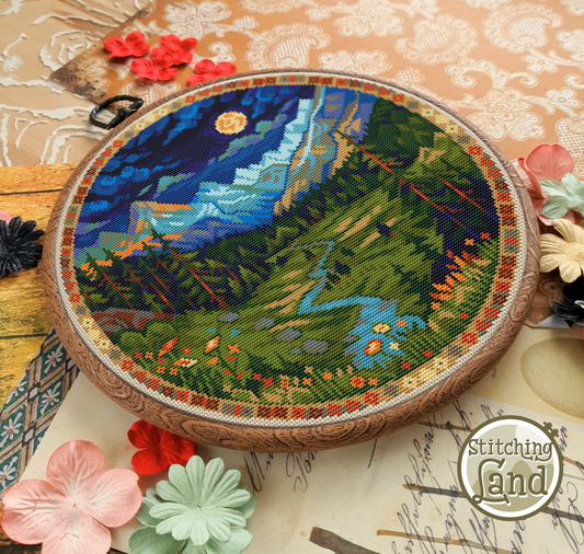 Night Valley Cross Stitch Pattern