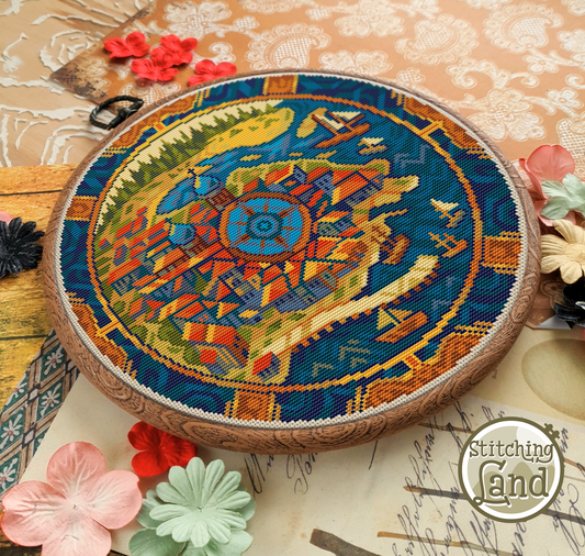 Old Town Map II Cross Stitch Pattern