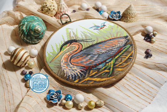 Purple Heron Cross Stitch Pattern