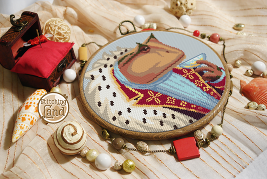 Sir Horned Frog Cross Stitch Pattern