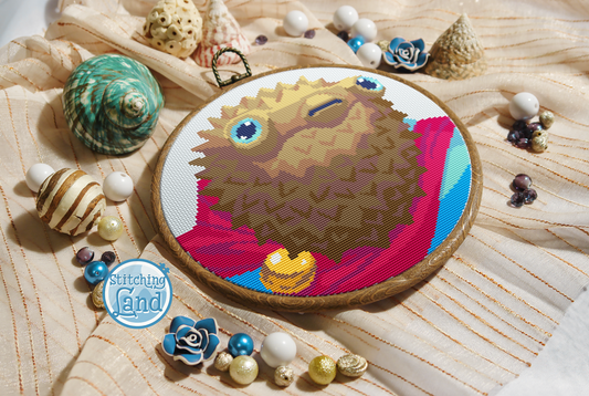 Sir Pufferfish Cross Stitch Pattern