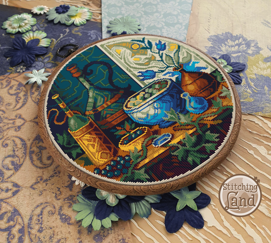 Still Life & Grapes Cross Stitch Pattern