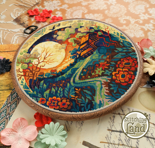 Sunset Lodge Cross Stitch Pattern