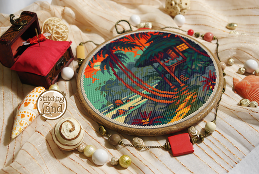 Tropical Hut II Cross Stitch Pattern