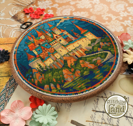 Waterfront Castle Cross Stitch Pattern