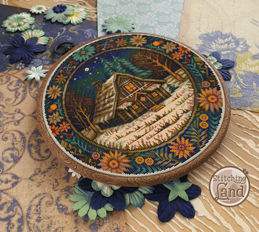 Winter Forest Cabin II Cross Stitch Pattern