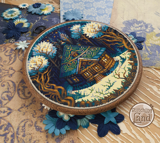 Winter Forest Cabin IV Cross Stitch Pattern