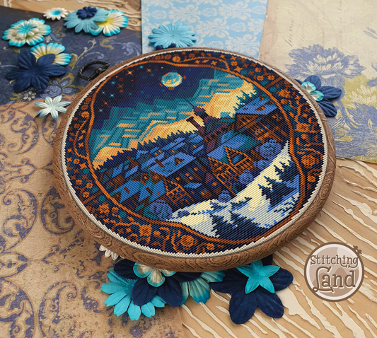 Winter Town Night Cross Stitch Pattern