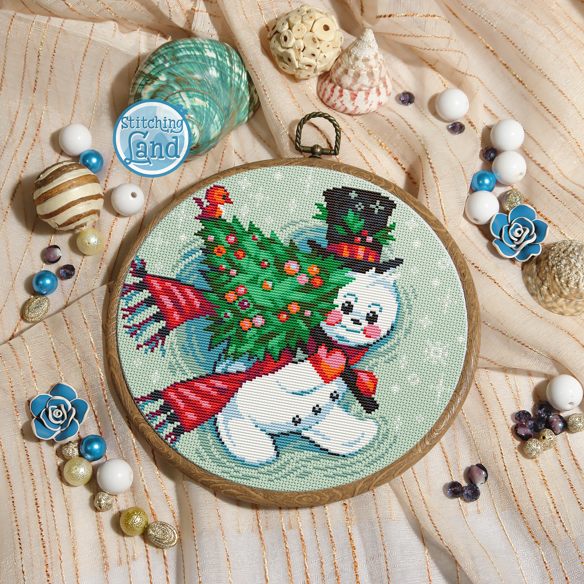 Christmas Snowman II Cross Stitch Pattern
