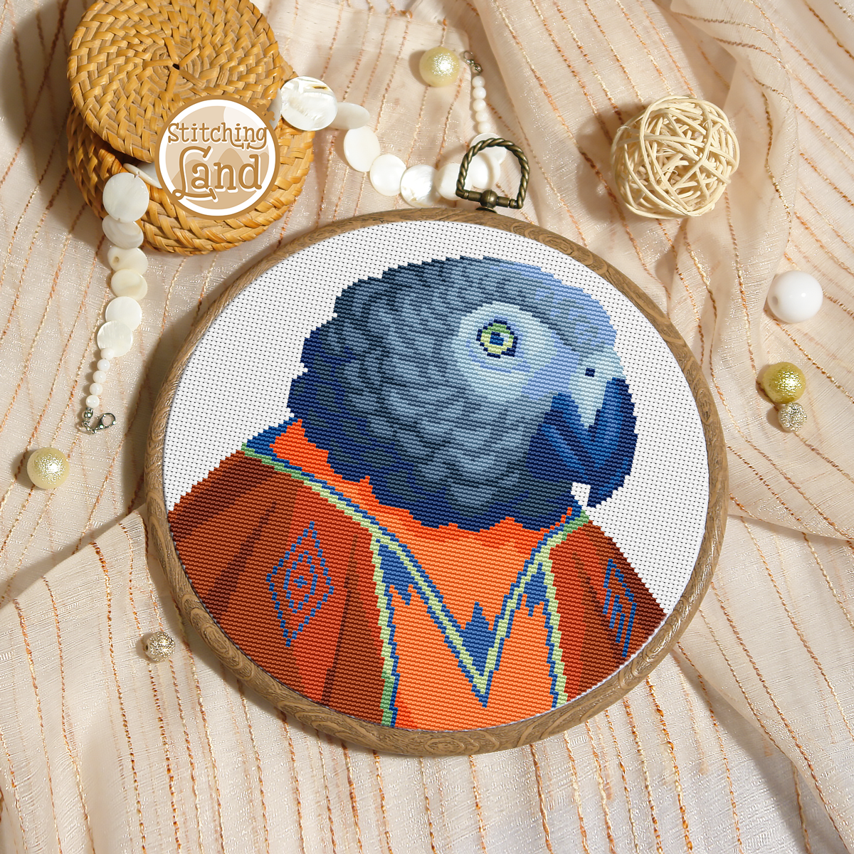 Mr. Grey Parrot Cross Stitch Pattern